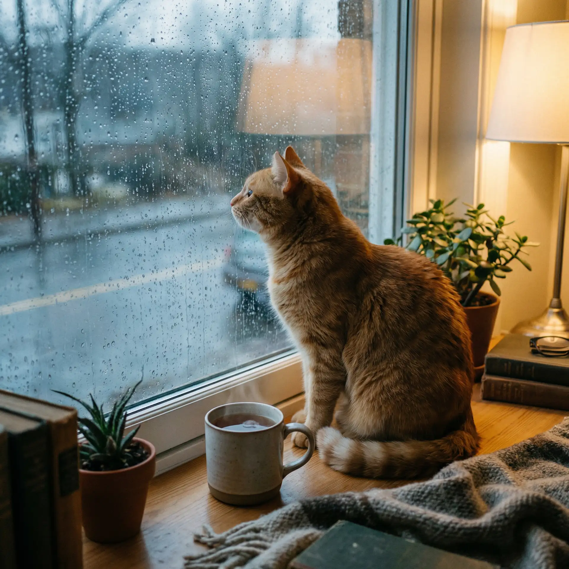 猫咪望着窗外的雨 - 无限在线观看免费看视频